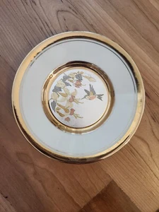 The Art of Chokin, 24k Gold Edged, 6" plate, Flowers & Hummingbird, EUC - Picture 1 of 4