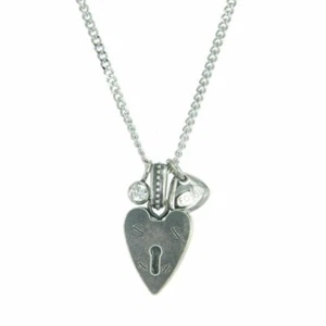 Fossil Donna Acciaio Inox Collana Collier JF86597040 Cuore Serratura Strass - Foto 1 di 2