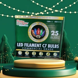 Holiday Bright Lights Commercial Grade LED Filament C7 Replacement Bulbs 25 Pack - Picture 1 of 3
