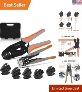 8 PCS Interchangeable Die Wire Crimping Tool Set - Wire Stripping and Ratchet... - Picture 1 of 8