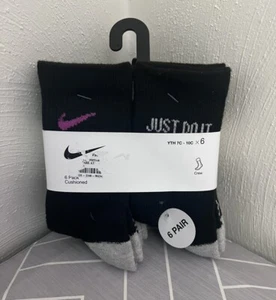 NIKE  Brand Girls Socks Crew  -Cushioned Crew Socks 6 Pairs   7C-10C - Picture 1 of 5