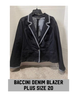 Baccini Blazer Azul Oscuro Denim Un Botón Elástico Talla 18/20  Foto 1 de 4