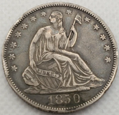 Medio dólar libertad sentada 1850-O 50c alto grado XF/AU Foto 1 de 4