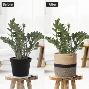 Woven Cotton Organiser for Storage Rope Storage Laundry Plant Pots New Basket - Picture 1 of 19