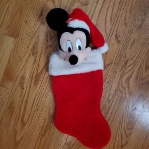 Vintage Disney 3D Plush MICKEY MOUSE Santa Hat Christmas Stocking - Picture 1 of 5