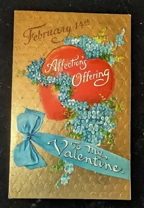 B.B. London Valentinstag Postkarte veröffentlicht 1911 verkehrt herum Stempel geprägt Gold - Bild 1 von 5