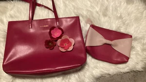 Elizabeth Arden Fuschia Pink Tote Flowers Tote + Makeup Pouch - Picture 1 of 4