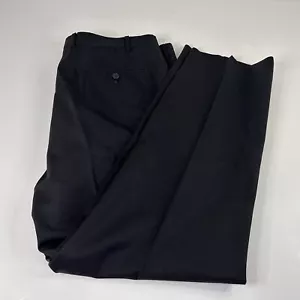 Alfani 38 x 30 100% Wool Dress Pants Flat Front All Black Formal - Picture 1 of 5