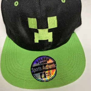 Minecraft Creeper Hat Snapback Flatbrim Jinx Youth size cap Great black&green - Picture 1 of 2