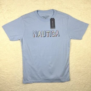Nautica Boys Script Graphic Crew Neck T-Shirt Light Blue 100% Cotton New - Picture 1 of 32