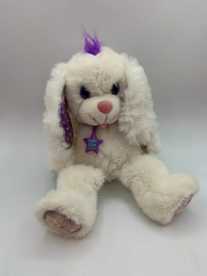 Vintage 1992 Applause Magic Glow Friends White Purple Puppy Dog Plush Collar - Image 1 of 4
