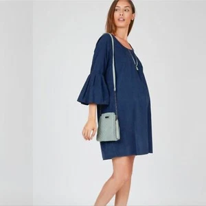 Maternal America Open Back Bell Sleeve Maternity Dress Women's Size XS Corduroy - Picture 1 of 13