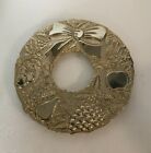Vintage Gold Metal Christmas Wreath with Fruit Trivet Tableware Made in Italy 9"