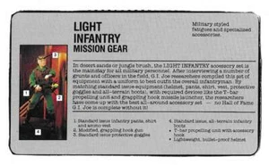 1993 GI Joe Light Infantry 12" Salón de la Fama TARJETA DE ARCHIVO Mission Gear original JTC - Imagen 1 de 2