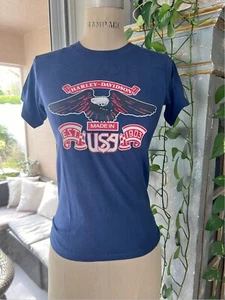 Vintage 80s Youth Harley Davidson T Shirt SIngle Stitch Eagle Savannah Ga Large - Picture 1 of 9