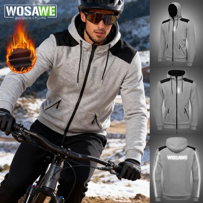 WOSAWE Winter Fleece Outdoor Cycling Jackets Classic Full Zip Hooded Sweatshirt - Image 1 of 4