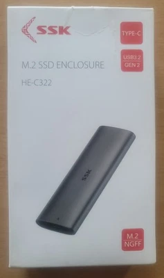 GENUINE SSK M.2 SSD ENCLOSURE HE-C322 TypeC USB 3.2 Gen 2 NGFF NEW Imperfect Box - Image 1 of 4
