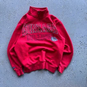 Vintage Jansport Red Gonzaga Logo Half-Zip Sweatshirt Small - Picture 1 of 4