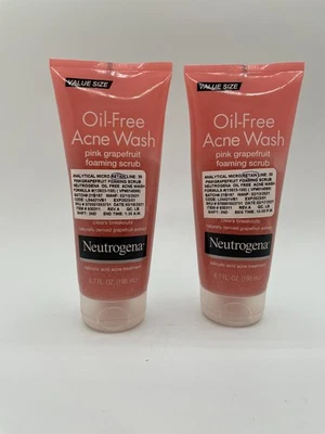 EXPIRED 2x Neutrogena Oil-Free Acne Foaming Facial Scrub Pink Grapefruit 6.7oz - Image 1 of 4