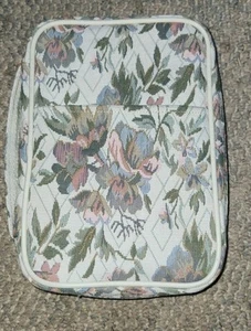 VTG Cloth Bible Book Cover Carrier Church Study Floral Design Side Zipper Handle - Picture 1 of 7