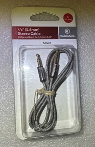 RadioShack 3-Foot Male 1/8” to 1/8” Braided Stereo Audio Cable, 420-1339. New! - Picture 1 of 2