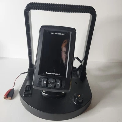 Hummingbird PiranhaMAX 4 Fish Finder+  Hole Hopper Base Ice Fishing Works Read - Image 1 of 4