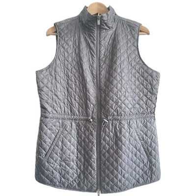 NUEVO CON ETIQUETAS Chicos Zenergy Chaleco acolchado a rayas reversible acolchado para mujer talla 1 M gris  Foto 1 de 4