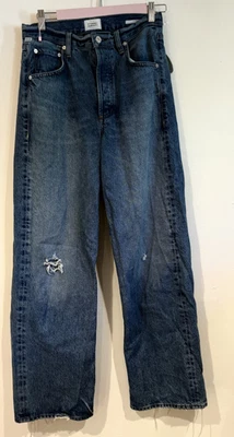 Citizens Of Humanity 25 Ayla Baggy High Rise Wide Leg Jeans Skylights Rough Hem - Image 1 of 4