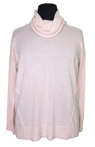 Kinross 100% Cashmere Sweater Turtleneck Boxy Relaxed Pink L - Picture 1 of 15