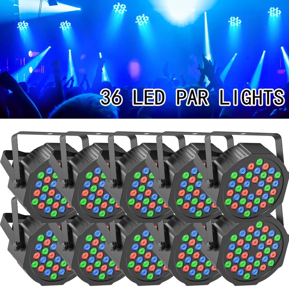 108W 36 LEDs Rechargeable Stage Par Lights DMX RGB Party Lights Battery Powered - Image 1 of 4