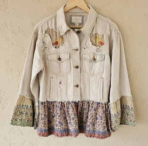 NWT Peacenik Authentic Kantha Upcycled BOHO Women's Denim Jean Jacket Medium M - Picture 1 of 18