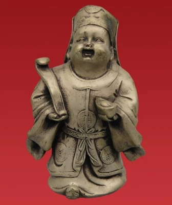 Antigua estatua china de Cai Shen de colección figura de cobre Yuanbao motivos auspiciosos Foto 1 de 4