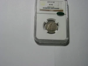 1875-CC TWENTY CENT PIECE XF45 AS GRADED BY NGC CAC STICKERED COIN! LOOK! - Picture 1 of 6