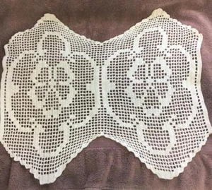 Vintage Crocheted Doily Butterfly Design 21.5 x 18 inches - Picture 1 of 3
