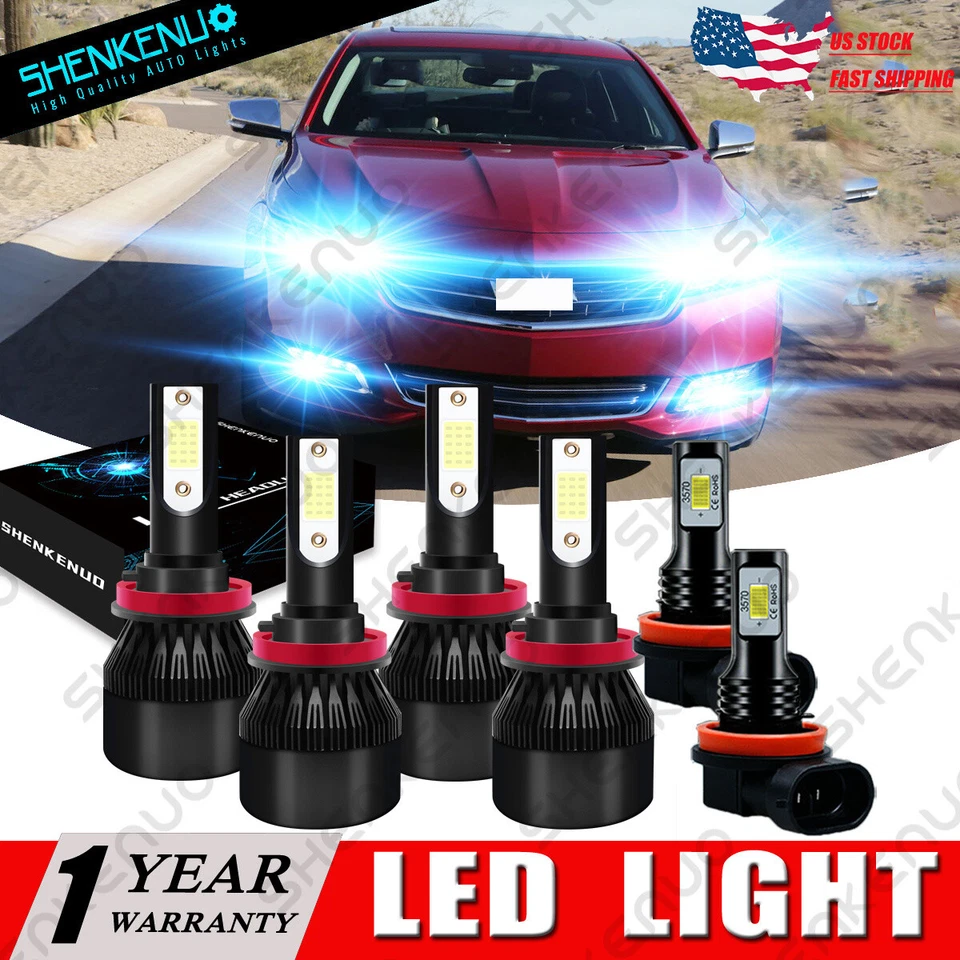 Combo de faros LED COB alto/bajo + luz antiniebla 8000 k para Chevrolet Impala 2006-2013 Foto 1 de 4