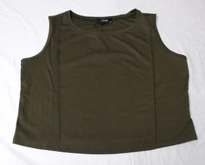 Cider Women's Plus Round Neck Sleeveless Tank Top AP2 Olive Green Size: 1XL - Picture 1 of 3