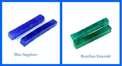 240 Ct Natural Brazilian Emerald & Blue Sapphire Slice Rough 4 Pcs Lot SQ250 - Image 1 of 4