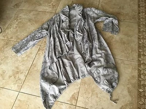 BRYN WALKER Lagenlook anorak 3/4 plaid sutash drawstring linen jacket size L - Picture 1 of 10