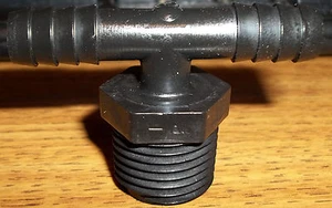 Black Polyethylene "T" 3/8" Barb x 1/2" Pipe Thread Lot of 5 - Picture 1 of 1