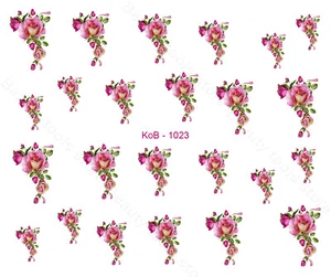 Nail Art Water Transfer Sticker Decal Stickers Pretty Pink Flowers KoB-1023 - Picture 1 of 2
