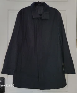 Perry Ellis Portfolio Wool Blend Button Front Winter Coat Black Men's SZ/M - Picture 1 of 13