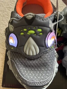 Skechers Skech-Saurus Lights Kleinkind grau/orange Schuhe Größe 7 Schuhe neu im Karton - Bild 1 von 10