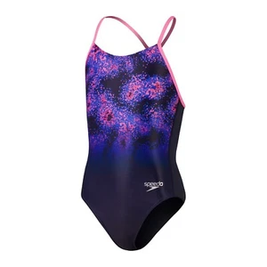 Speedo Kids Plt Ln Bk 1Pc One Piece Pool Beach Swimsuit Swimwear - Picture 1 of 1