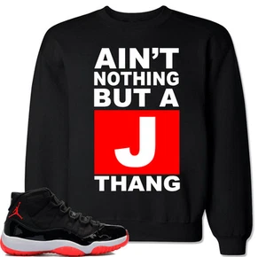 Maglione J THANG Rosso da abbinare alle scarpe Air Js 11 Retro 11 Bred Nero Rosso OG - Foto 1 di 10