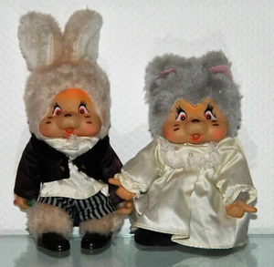MONCHHICHI Freund Kätzchen NYAMY BRAUTPAAR Monchichi *Rarität* *w030* - Bild 1 von 3