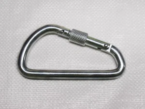 10MM Asymmetric Zinc Plated Carbine Hook With Locking Screw Nut - Gate Locking B - Picture 1 of 2