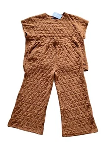 See and Be Seen Women's 1X Tan Rust Color Quilted Two Piece Set NWT - Picture 1 of 8