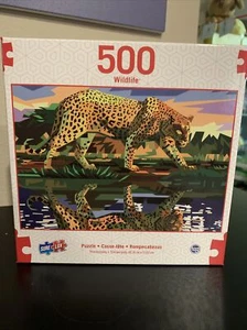 Feline Reflections - Sealed 500 piece puzzle - Sure Lox Wildlife  Set Leopard - Picture 1 of 2