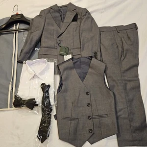 NEW Size 4 Happy Planet Boys Suits, 6 Piece Dark Grey Boys Wedding Suits, - Picture 1 of 8