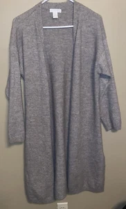 H&M Wool Cardigan Medium Duster Knit Open Front Minimalist Brown - Picture 1 of 8